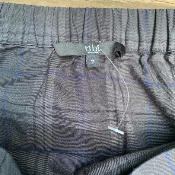 Tibi Blue Black Cotton Off The Shoulder Plaid Tie Sleeves Tunic 2 - Picture 5 of 15